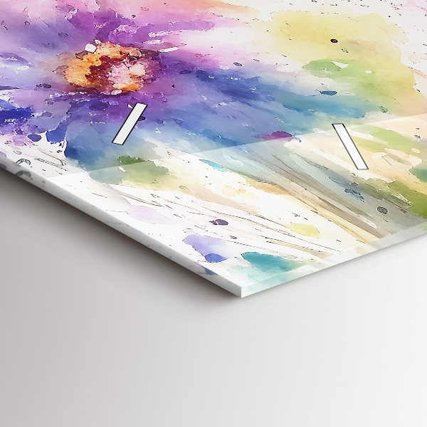 Vízszintes üvegóra Festett virágok