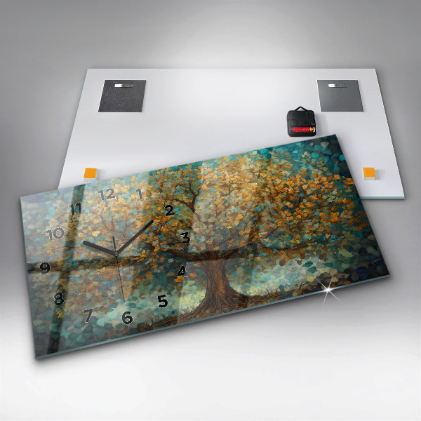 Vízszintes üvegóra Mozaik fa