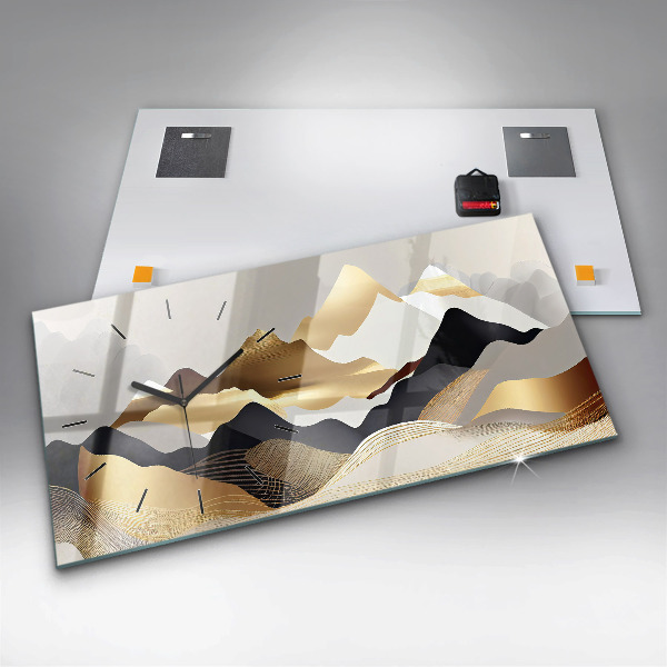 Vízszintes üvegóra Absztrakt arany hegyek