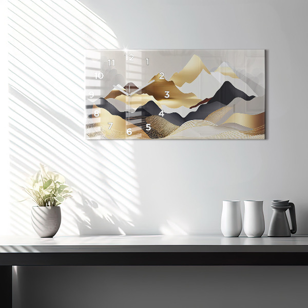 Vízszintes üvegóra Absztrakt arany hegyek