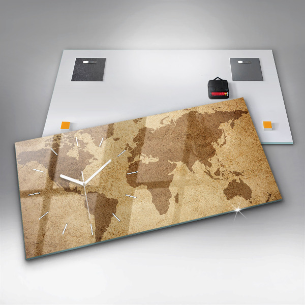 Vízszintes üvegóra Vintage világtérkép