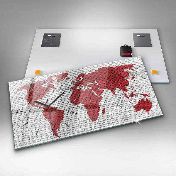 Vízszintes üvegóra Téglafal világtérkép