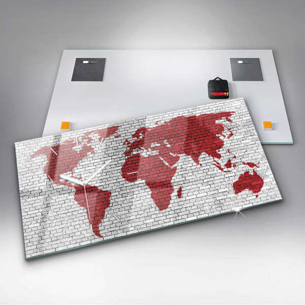 Vízszintes üvegóra Téglafal világtérkép