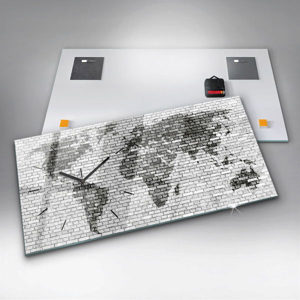 Vízszintes üvegóra Téglafal világtérkép
