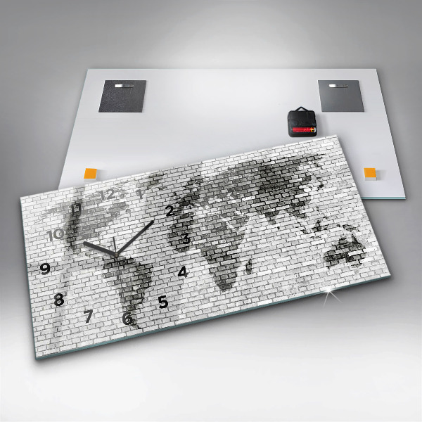 Vízszintes üvegóra Téglafal világtérkép