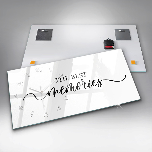 Vízszintes üvegóra Emlékek felirat
