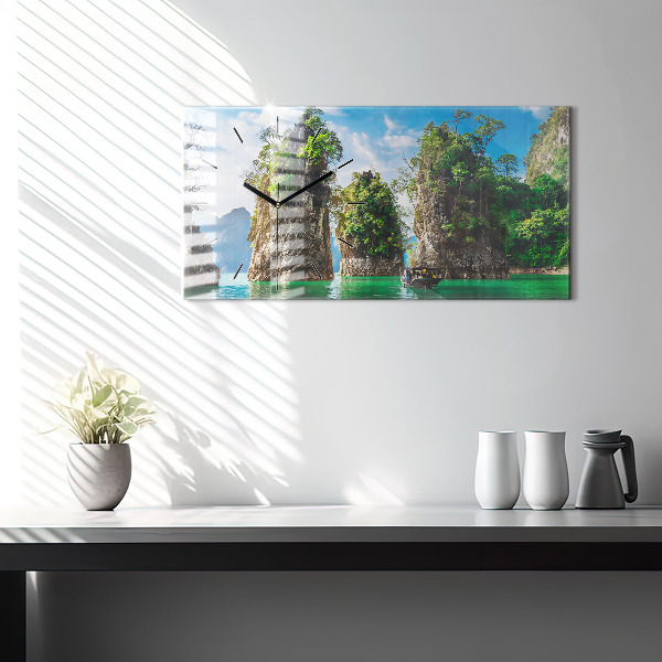 Vízszintes üvegóra Tó fák természet