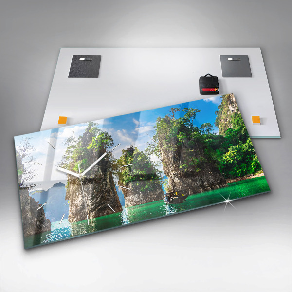 Vízszintes üvegóra Tó fák természet