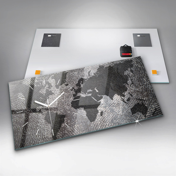Vízszintes üvegóra Világtérkép beton