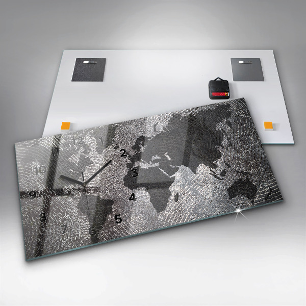 Vízszintes üvegóra Világtérkép beton