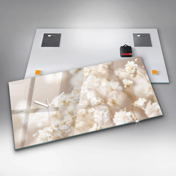 Vízszintes üvegóra Kis fehér virágok