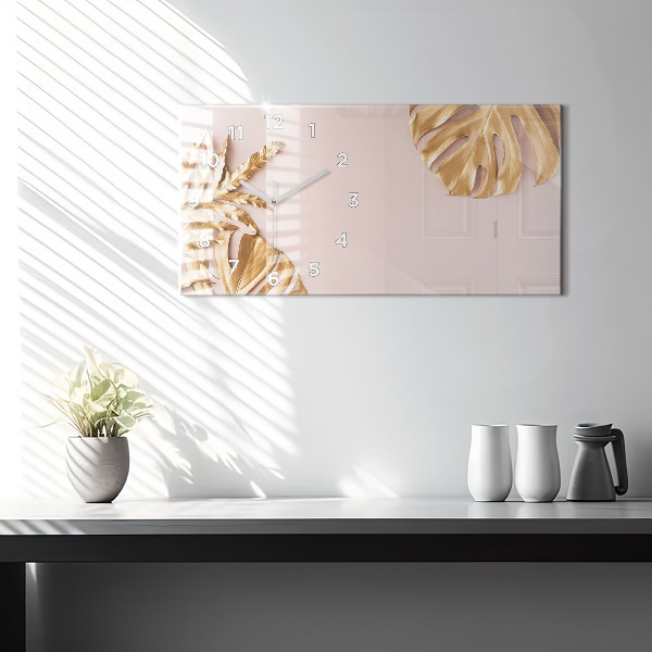 Vízszintes üvegóra Arany trópusi levelek