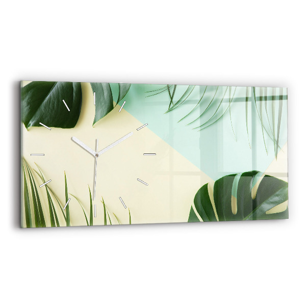 Vízszintes üvegóra Monstera levelek