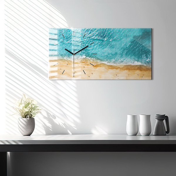 Vízszintes üvegóra tengerparti emberek