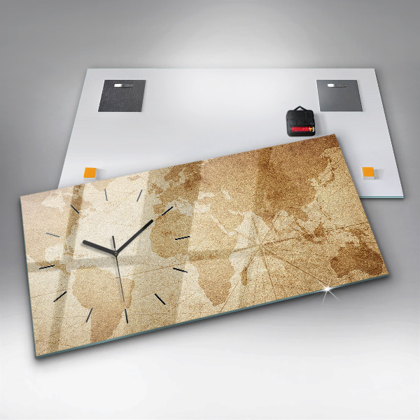 Vízszintes üvegóra Vintage világtérkép