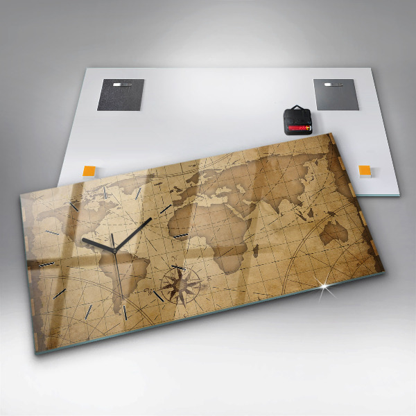 Vízszintes üvegóra Vintage világtérkép