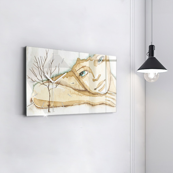 Vízszintes üvegóra Egy nő portréja