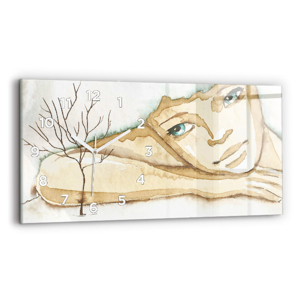 Vízszintes üvegóra Egy nő portréja