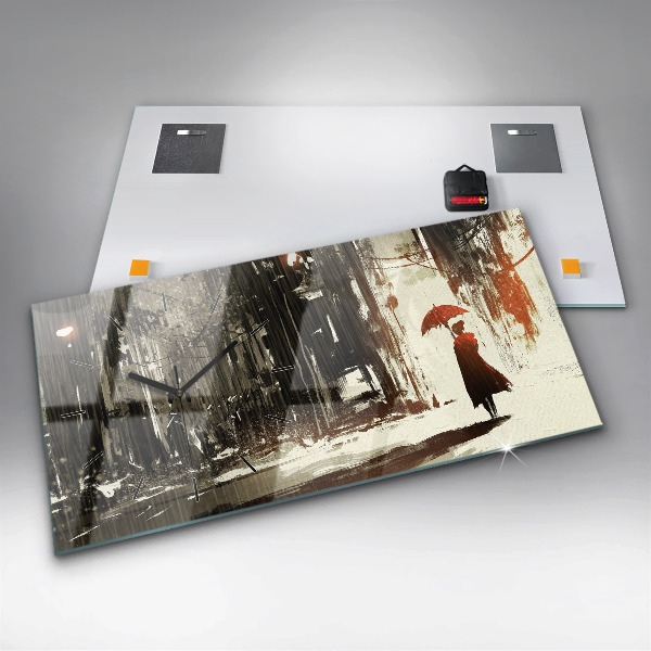 Vízszintes üvegóra Nő egy esős éjszakán