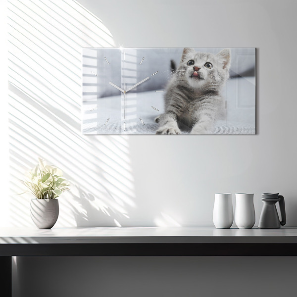 Vízszintes üvegóra Macska a kanapén