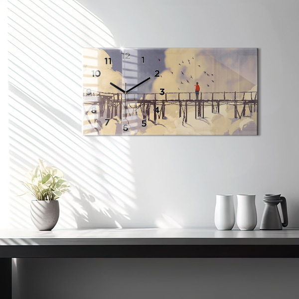 Vízszintes üvegóra Ember a régi hídon