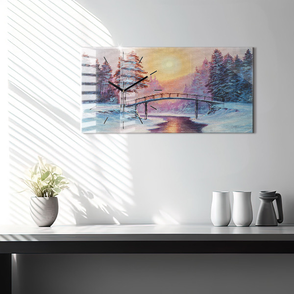 Vízszintes üvegóra Karácsonyfa és a híd