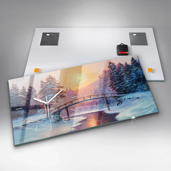 Vízszintes üvegóra Karácsonyfa és a híd