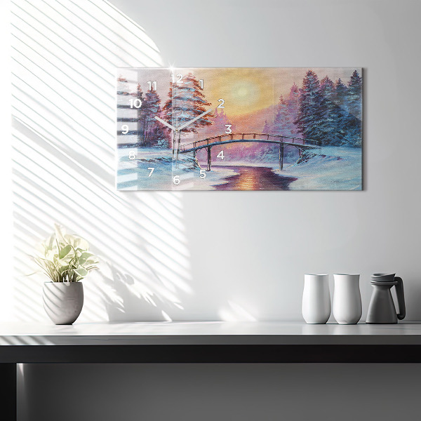 Vízszintes üvegóra Karácsonyfa és a híd