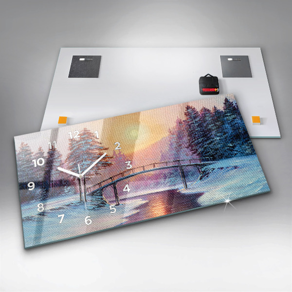 Vízszintes üvegóra Karácsonyfa és a híd