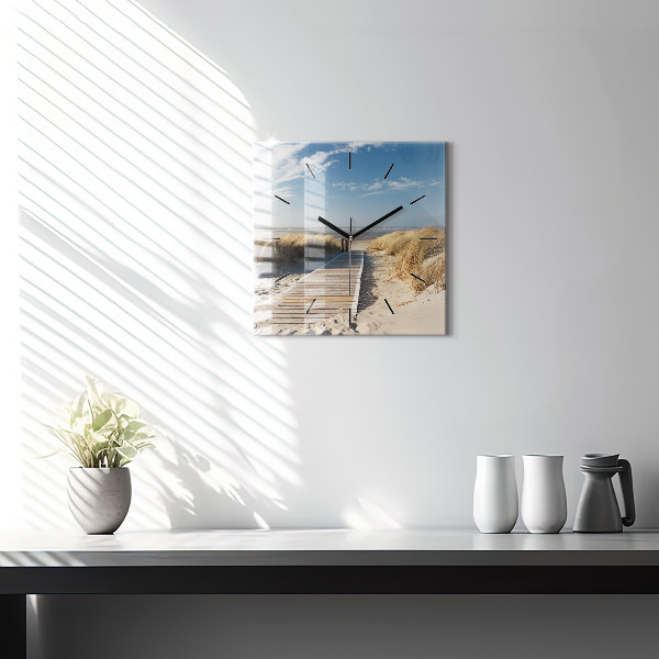 Szögletes fali üvegóra Kilátás a tengerpartra