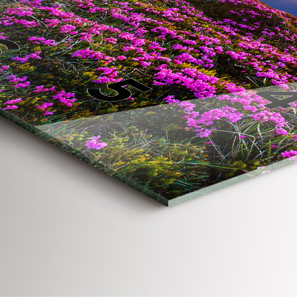 Szögletes fali üvegóra Napkelte és virágok