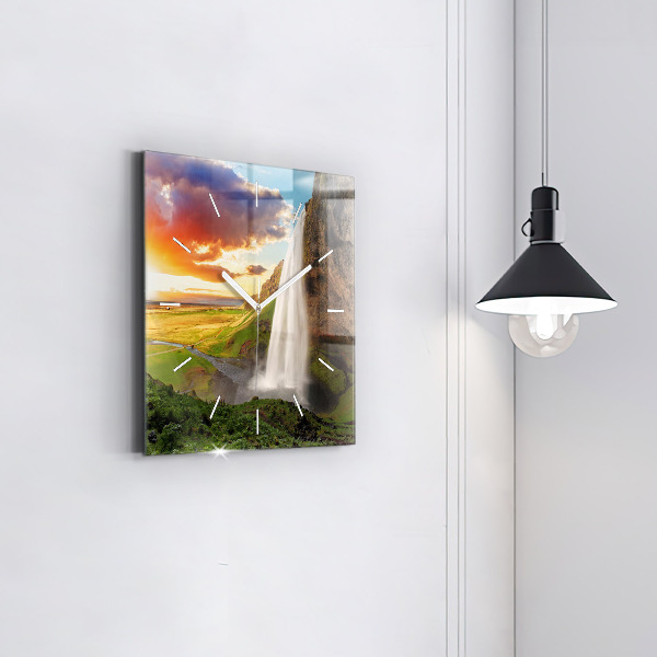 Szögletes fali üvegóra Vízesés Izlandon