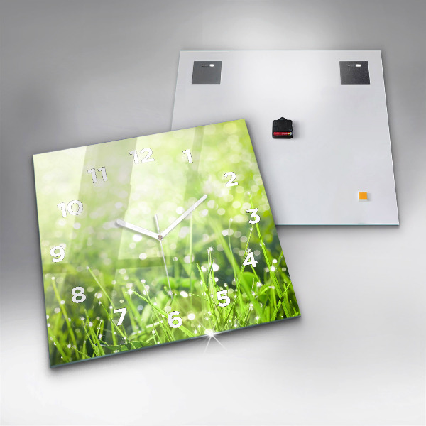 Szögletes fali üvegóra Zöld fű