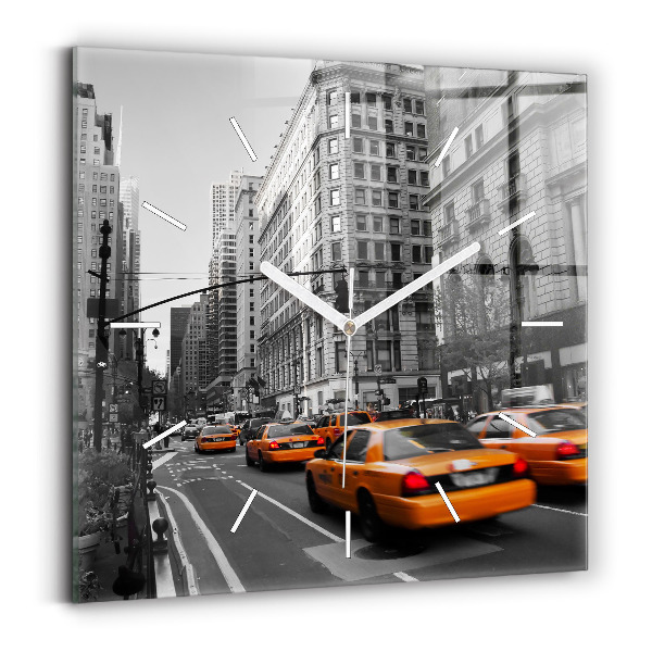 Szögletes fali üvegóra Manhattan és a taxik