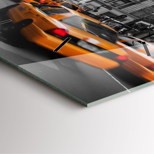 Szögletes fali üvegóra Manhattan és a taxik