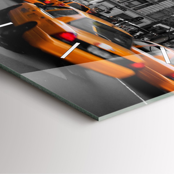 Szögletes fali üvegóra Manhattan és a taxik