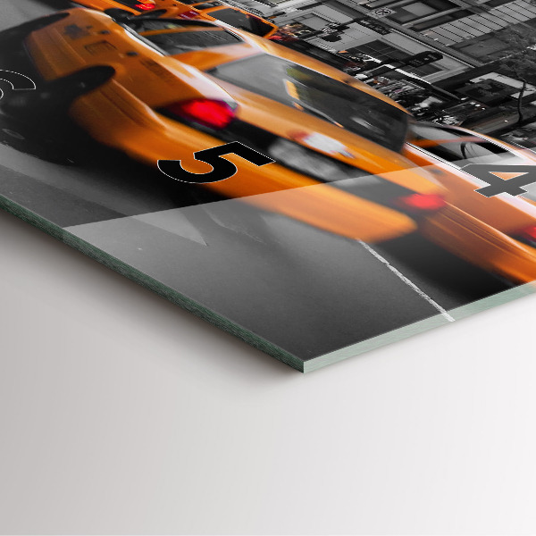 Szögletes fali üvegóra Manhattan és a taxik