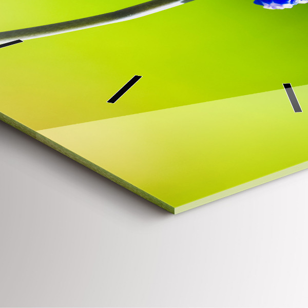 Szögletes fali üvegóra Kék virágok