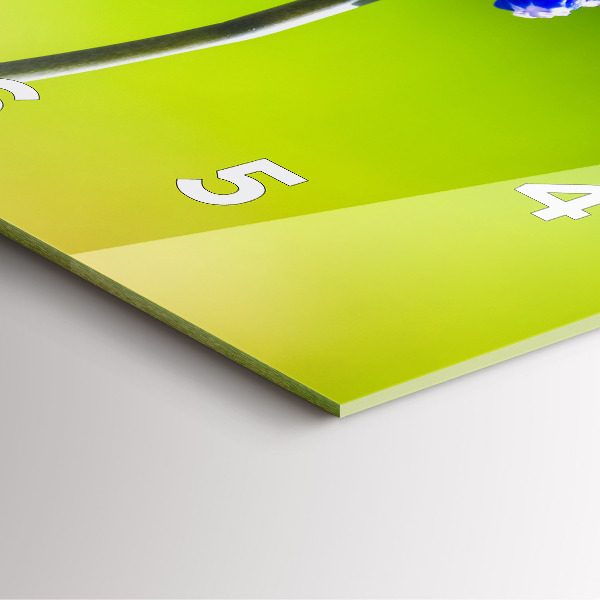 Szögletes fali üvegóra Kék virágok