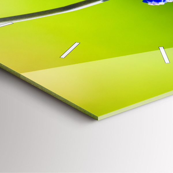 Szögletes fali üvegóra Kék virágok