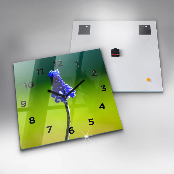 Szögletes fali üvegóra Kék virágok