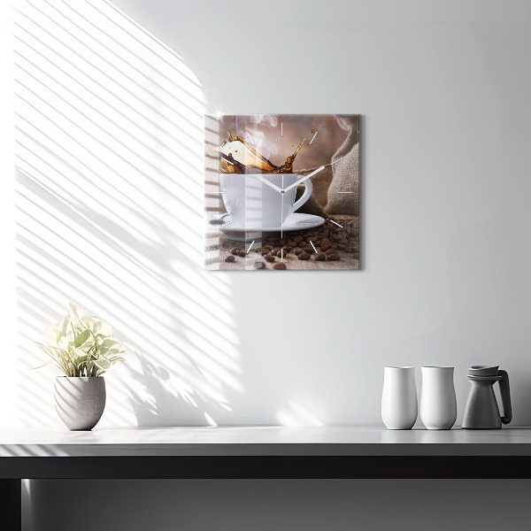 Szögletes fali üvegóra Egy csésze kávét