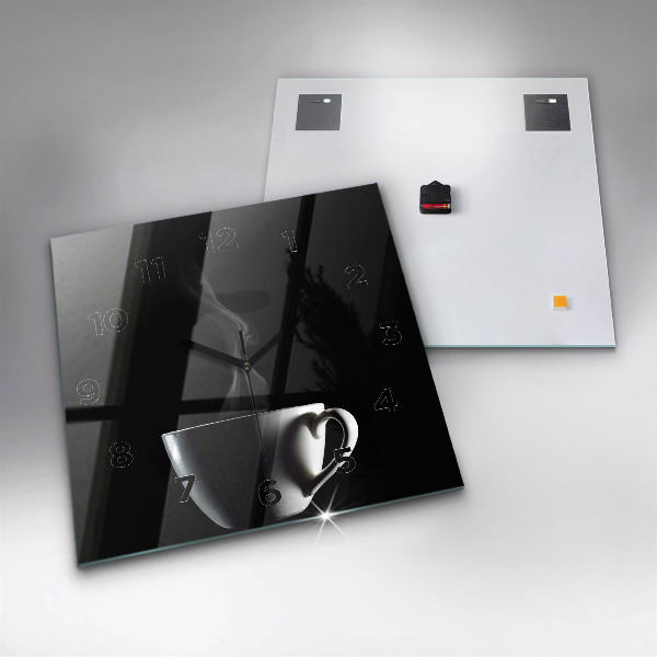 Szögletes fali üvegóra Egy csésze kávét