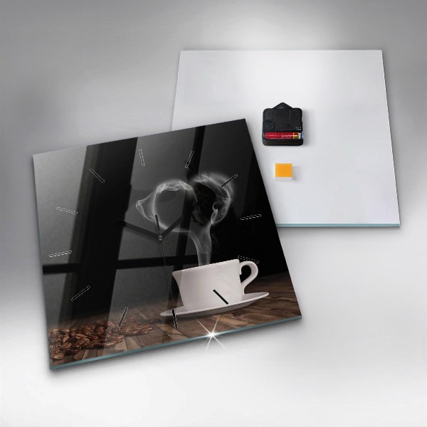 Szögletes fali üvegóra Egy csésze forró kávé