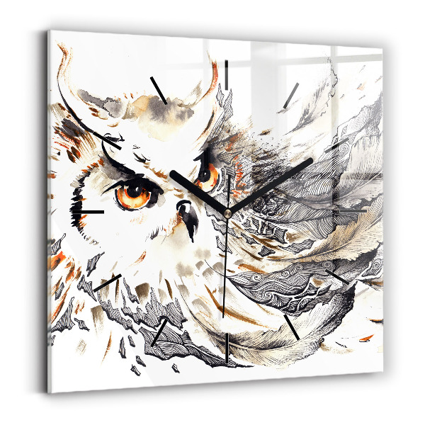 Szögletes fali üvegóra Bagoly a bölcsesség szimbóluma