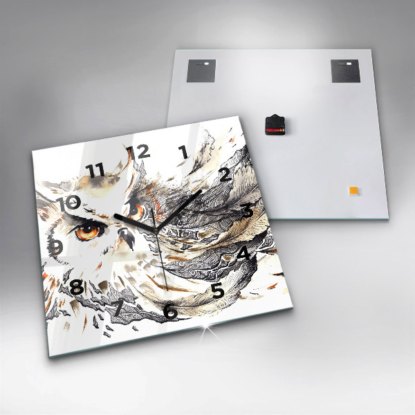 Szögletes fali üvegóra Bagoly a bölcsesség szimbóluma