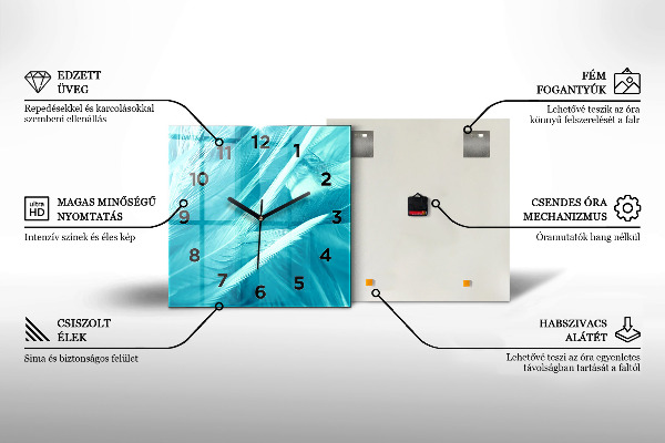 Szögletes fali üvegóra Absztrakciós hullámok