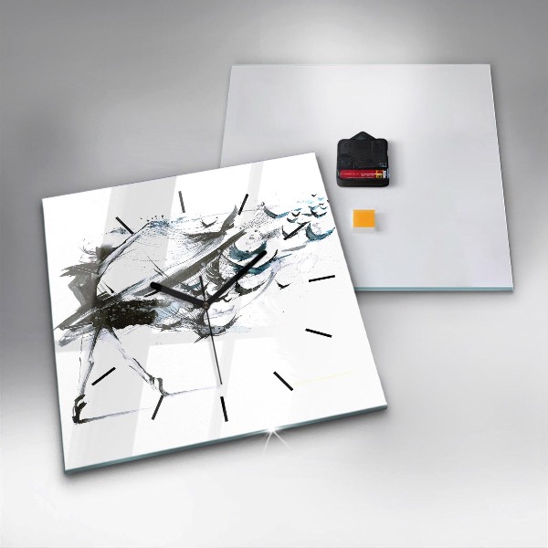 Szögletes fali üvegóra Balettet táncoló nő