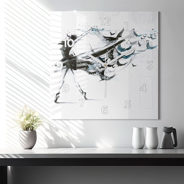 Szögletes fali üvegóra Balettet táncoló nő