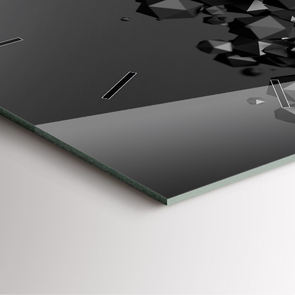 Szögletes fali üvegóra Fekete absztrakció